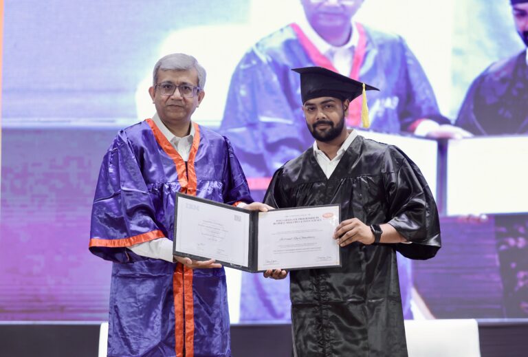 Indranil Roy Chowdhury receiving MBA certificate in Business Analytics & Data Science